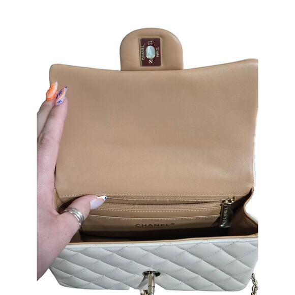 2023 Chanel Quilted Lambskin Mini Flap Top Handle Bag w/ Entrupy (15197) - Picture 10 of 16
